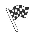 Single hand drawn checkered racing flag. Starting flag auto and moto racing. In doodle style, black outline isolated on a white Royalty Free Stock Photo