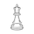 Single hand drawn chess king piece with a cross on top in black ink on white background Royalty Free Stock Photo