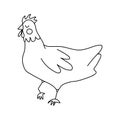 Single hand drawn chicken. Doodle vector illustration. Isolated on a white background. Clip art Royalty Free Stock Photo