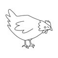 Single hand drawn chicken. Doodle vector illustration. Isolated on a white background. Clip art Royalty Free Stock Photo