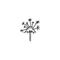Single hand drawn dandelion. Vector illustration in doodle style. Isolate on a white background