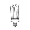 Single hand drawn daylight bulb dear rim. Doodle vector illustration. Royalty Free Stock Photo