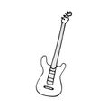 Single hand-drawn Electric guitar icon. Symbol of a musical instrument. Vector Royalty Free Stock Photo