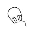 Single hand-drawn headphone icon. Musical symbol. Vector Royalty Free Stock Photo