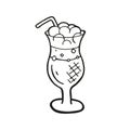 Single hand drawn Irish coffee or a cocktail. In doodle style, black outline isolated on a white background. Cute element for card Royalty Free Stock Photo