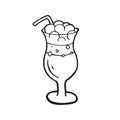 Single hand drawn Irish coffee or a cocktail. In doodle style, black outline isolated on a white background. Cute element for card Royalty Free Stock Photo