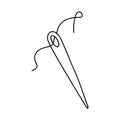 Single hand drawn needle. Vector illustration in doodle style. Isolate on a white background