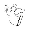 Single hand-drawn New Year and Xmas trumpeting angel toy. In doodle style, black outline isolated on a white background. For