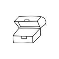 Single hand drawn open chest. Vector illustration in doodle style. Isolated on a white background Royalty Free Stock Photo
