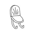 Single hand drawn rocking chair. Goblincore style. Vector illustration in doodle style. Isolated on a white background