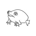 Single hand drawn toad. Funny frog. Vector illustration in doodle style. Isolate on a white background