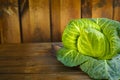 Single head of fresh green pointed sweetheart cabbage