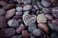 Single heart on black pebble stones Royalty Free Stock Photo