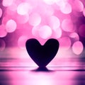 Single heart and pink bokeh abstract background