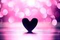 Single heart and pink bokeh abstract background