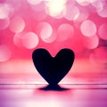 Single heart and pink bokeh abstract background