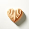 Single heart shaped plain cookie. Flat lay. AI generated