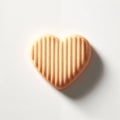 Single heart shaped plain cookie. Flat lay. AI generated