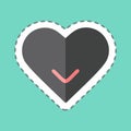 Single Heart Sticker in trendy line cut isolated on blue background