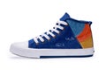 Single of high top color denim gymshoes Royalty Free Stock Photo