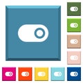 Single horizontal toggle white icons on edged square buttons