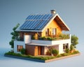 single house with solar panels on the roof.