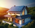 single house with solar panels on the roof.