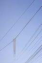 Single huge icicle on an electric cable.