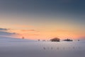 Single hut at afterglow sunset sky