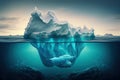 A single iceberg. Melting glaciers, global warming. Ai generative