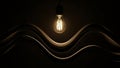 A single illuminated light bulb hangs in the center against a dark background. Below, a series of Royalty Free Stock Photo