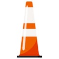 Single image of orange color plastic road traffic cone with reflective stripes stickers. Royalty Free Stock Photo