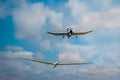 A single ingine plane towing a glider Royalty Free Stock Photo