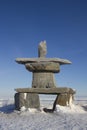 Single inuksuk or inukshuk found in early November near Churchil Royalty Free Stock Photo