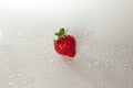 Single isolated fresh sweet red strawberry with dew drops on a white background for baking ingredient or for dessert Royalty Free Stock Photo