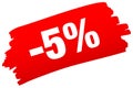 Red Brushstroke Sale Minus Five Percent