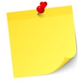 Single Yellow Sticky Note With Red Heart Pin And Shadow Royalty Free Stock Photo