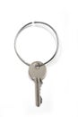 Single Key with Keychain Ring Isolated on White Background Royalty Free Stock Photo