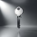 Single Key with Shadow and Light Effect in Dark Environment Royalty Free Stock Photo