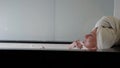 single lady is relaxing in bubble bath, have enjoy and pleasure