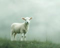 Minimalist Single Lamb on Grass Royalty Free Stock Photo