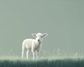 Minimalist Single Lamb on Grass Royalty Free Stock Photo