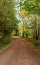 Single lane dirt country road, with trees and leaves beginning to fall Royalty Free Stock Photo