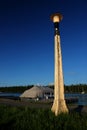 Single Lantern on a landing stage - idyllic lake in canada Royalty Free Stock Photo