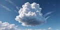 Single, large, brilliant white cloud against deep blue sky , weather, high-resolution, nature Royalty Free Stock Photo