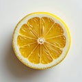Single Lemon Cross Section on White Background Top Down Close Up View Royalty Free Stock Photo