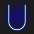 Single light blue neon letter U illustration