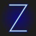 Single light blue neon letter Z vector illustration