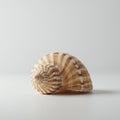 A single, light brown seashell featuring a spiral design with concentric rings is Royalty Free Stock Photo