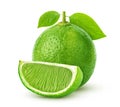 Single lime isolated on white background